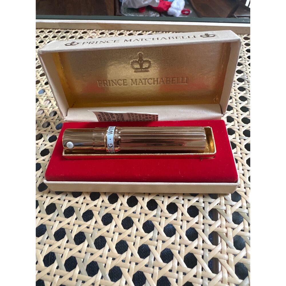 VTG Prince Matchabelli Box w/ EMPTY-refillable Windsong Perfume Dispenser NO CAP